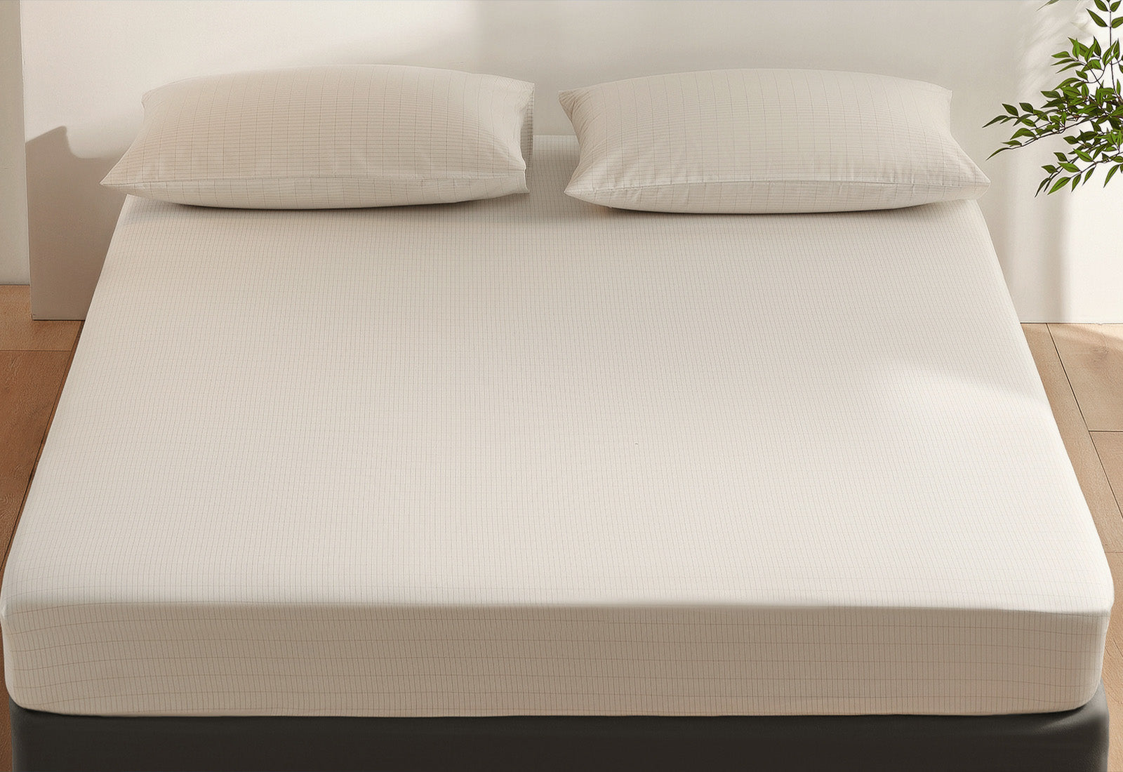 Bamboo grounding sheet on bed for natural sleep restoration.