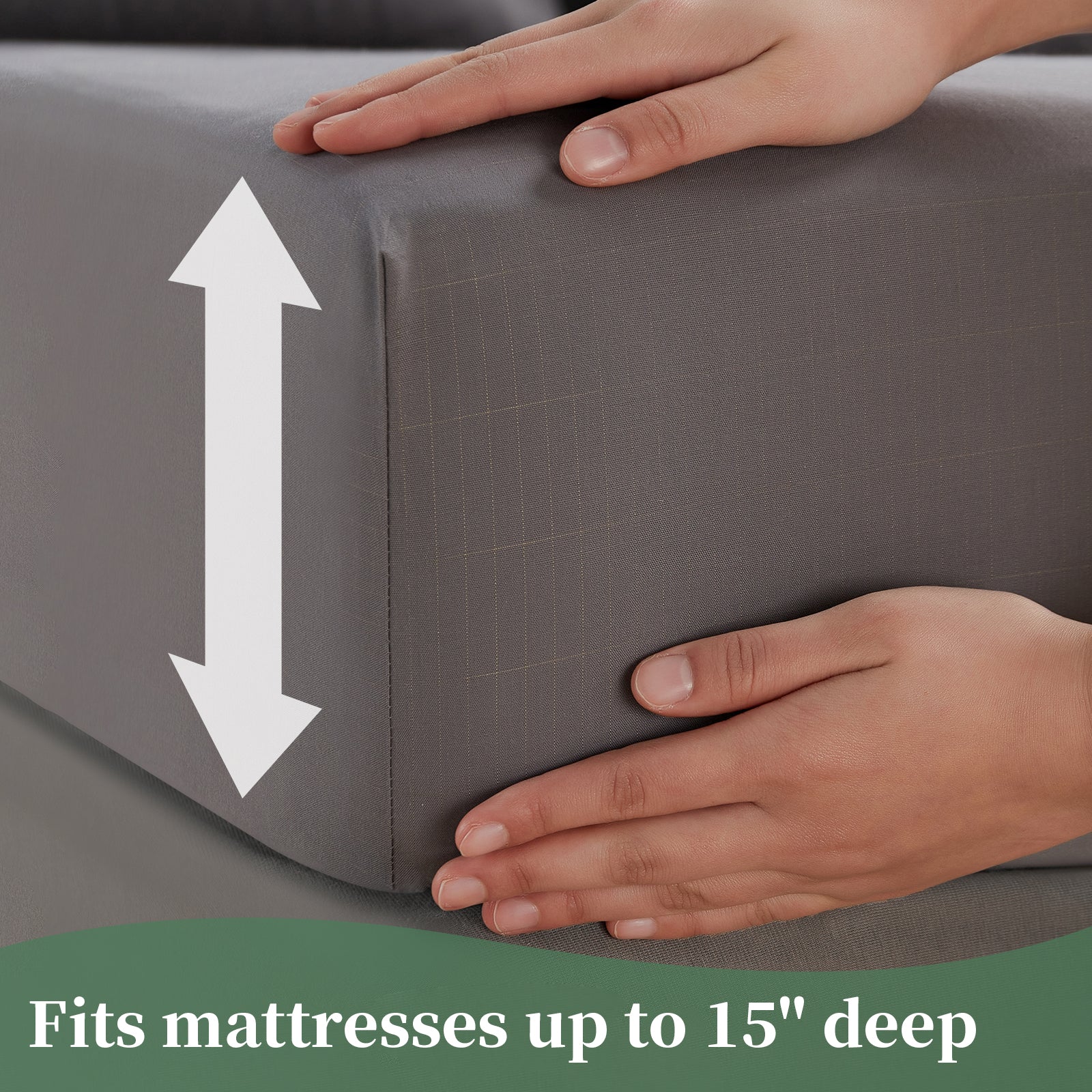 Grounding bamboo fitted sheet fits mattresses up to 15